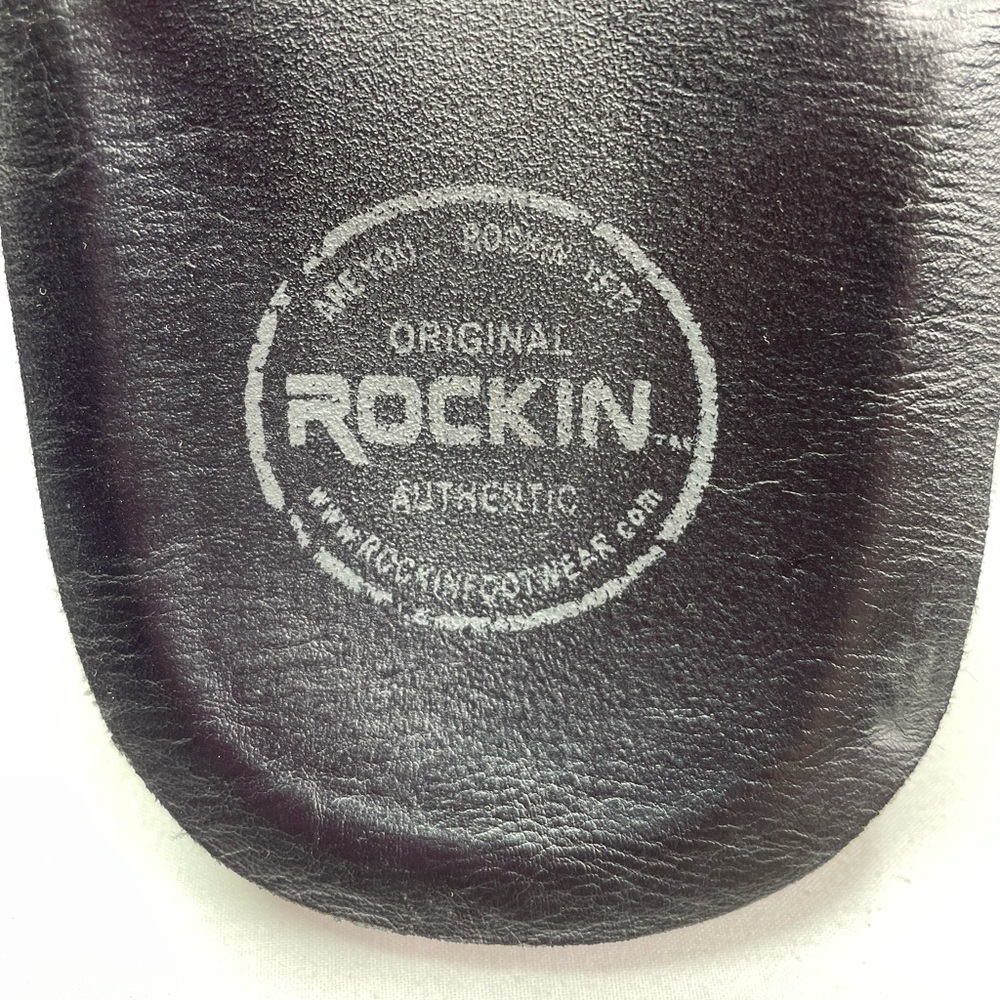 Rockin Black Leather Comfort Casual Flip Flops Size 12 - Picture 4 of 8